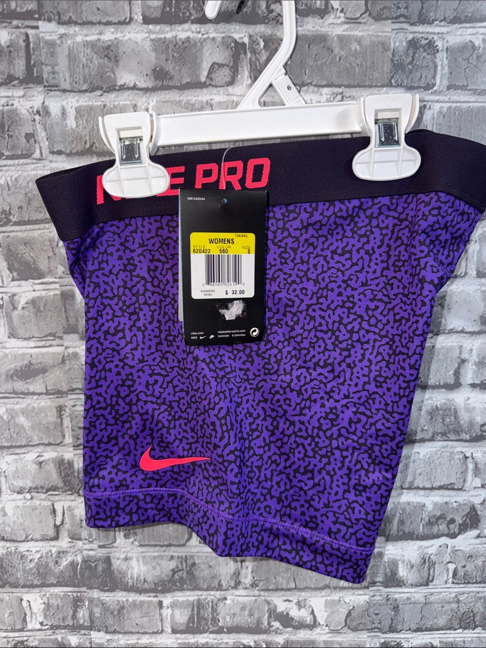 NWT Nike Pro Purple Compression Shorts with Pink Swoosh